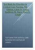 Test Bank for Priorities in Critical Care Nursing, 9th Edition, Linda D. Urden, Kathleen M. Stacy, Mary E. Lough.2024 revised update