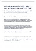  NHA: MEDICAL ASSISTANT(CCMA) CERTIFICATION PRACTICE TEST 2.0 A|UPDATED&VERIFIED|100% SOLVED|GUARANTEED SUCCESS