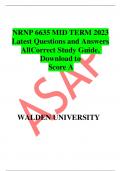 NRNP 6635 MID TERM 2023 Latest Questions and Answers AllCorrect Study Guide, Download to Score A