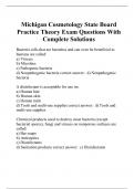 Michigan Cosmetology State Board Practice Theory Exam Questions With Complete Solutions