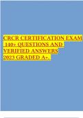 CRCR CERTIFICATION EXAM 140+ QUESTIONS AND VERIFIED ANSWERS 2023 GRADED A+.