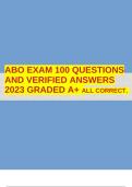 ABO EXAM 100 QUESTIONS AND VERIFIED ANSWERS 2023 GRADED A+ ALL CORRECT.