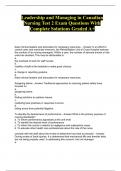 Leadership and Managing in Canadian Nursing Test 2 Exam Questions With Complete Solutions Graded A+