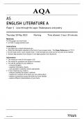 AQA 7711-1 ENGLISH LITERATURE A LEVEL PAPER 1 MAY23-Paper 1 Love through the ages: Shakespeare and poetry