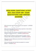 HOSA BOWL QUESTIONS LATEST 2023-2024 EXAM 300+ EXAM QUESTIOTIONS AND VERIFIED ANSWERS