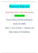 Pearson Edexcel Merged Question Paper + Mark Scheme (Results) Summer 2022 Pearson Edexcel GCSE In Religious  Studies B (1RB0) Paper 1: Area of Study 1 – Religion and  Ethics Option 1D: Buddhism Centre Number Candidate Number *P71248A0120* Turn over  Total