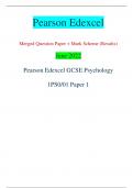 Pearson Edexcel Merged Question Paper + Mark Scheme (Results) June 2022 Pearson Edexcel GCSE Psychology  1PS0/01 Paper 1 Centre Number Candidate Number *P68823RA0140* Turn over  Total Marks Candidate surname Other names Please check the examination detail