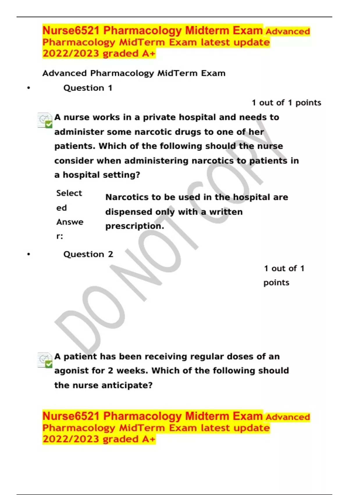 Nurse6521 Pharmacology Midterm Exam Advanced Pharmacology MidTerm Exam ...