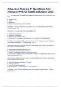 Package deal for Advanced Nursing #1 Questions And Answers With Complete Solutions 2023