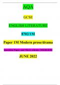 GCSE ENGLISH LITERATURE 8702/1M Question Paper and Mark scheme {MERGED} 