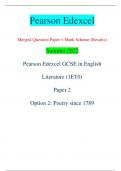 Pearson Edexcel Merged Question Paper + Mark Scheme (Results) Summer 2022 Pearson Edexcel GCSE in English  Literature (1ET0) Paper 2 Option 2: Poetry since 1789 *P73799A0112* Turn over  P73799A ©2022 Pearson Education Ltd. Q:1/1