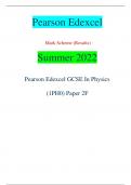 Pearson Edexcel Mark Scheme (Results) Summer 2022 Pearson Edexcel GCSE In Physics  (1PH0) Paper 2F . Mark Scheme  (Results) Summer 2022 Pearson Edexcel GCSE In Physics (1PH0) Paper 2F  Edexcel and BTEC Qualifications