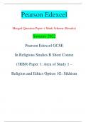 Pearson Edexcel Merged Question Paper + Mark Scheme (Results) Summer 2022 Pearson Edexcel GCSE In Religious Studies B Short Course  (3RB0) Paper 1: Area of Study 1 – Religion and Ethics Option 1G: Sikhism Centre Number Candidate Number *P71268A0112* Turn 