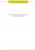 ATP Radio Telephony Questions And Correct Answers A|Grade 2022-2023