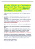 Chapter 8 Motivation Applications Latest 2023 Real Exam Questions And Correct Answers (VERIFIED ANSWERS) A+GRADE