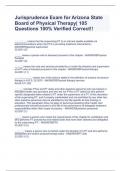 Jurisprudence Exam for Arizona State Board of Physical Therapy| 105 Questions 100% Verified Correct!!