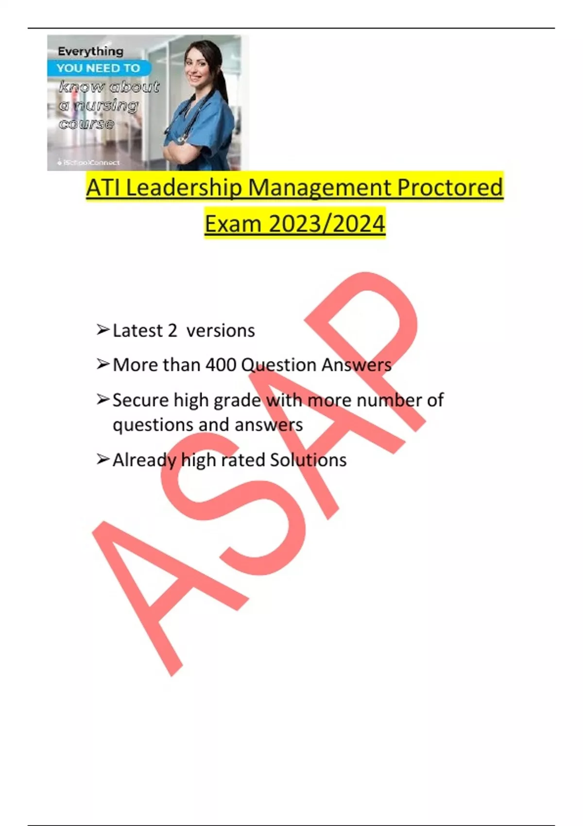 ATI Leadership Management Proctored Exam 2023/2024 - ATI Leadership ...