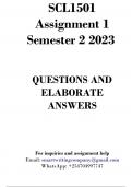 SCL1501 Assignment 1 Semester 2 2023 (815403) - DUE 18 August 2023