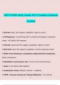 APCO EMD Study Guide 2023 Complete Solutions Verified  questions verified with 100% Latest 2023 - 2024 correct answers