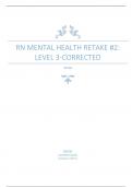  RN MENTAL HEALTH RETAKE #2: LEVEL 3-CORRECTED QUESTIONS and ANSWERS