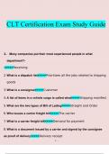 CLT Certification Exam Study Guide questions verified with 100% Latest 2023 - 2024 correct answers