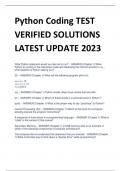 Python Coding TEST VERIFIED SOLUTIONS  LATEST UPDATE 2023