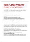 Chapter 01: Leading, Managing, and Following Yoder-Wise: Leading and Managing in Nursing, 7th Edition  | Questions and Answers with complete solution