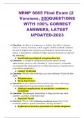 NRNP 6665 Final Exam (2 Versions, 200QUESTIONS WITH 100% CORRECT ANSWERS, LATEST UPDATED-2023