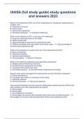 IAHSS (full study guide) study questions and answers 2023