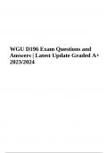 WGU D196 Exam Questions With Verified Answers Latest Update 2023/2024 Graded A+ | WGU D196 Exam Questions With Verified Answers Latest Update 2023/2024 Graded A+ & WGU D196 Pre-Assessment Questions With Answers 2023/2024 | Latest Update Graded A