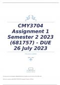 CMY3704 Assignment 1 Semester 2 2023 (681757) - DUE 26 July 2023