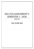 DSC1520 ASSIGNMENT 3  SEMESTER 1 - 2020 834735 DUE: 24 APRIL 2020