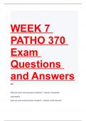 WEEK 7 PATHO 370 Exam Questions and Answers