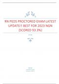 RN PEDS PROCTORED EXAM LATEST  UPDATE!! BEST FOR 2023 NGN  {SCORED 93.3%}  Questions and Answers