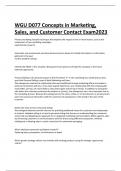 Exam (elaborations) WGU D077 CWGU D077 Concepts in Marketing,  Sales, and Customer Contact Exam2023onc 