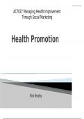 Lecture note for Managing health improvement through social marketing