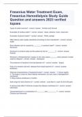 Fresenius Water Treatment Exam, Fresenius Hemodialysis Study Guide Question and answers 2023 verified topass