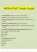 HOSA EMT Study Guide  2023 - 2024 (Verified)