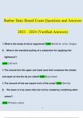Barber State Board Exam Questions and Answers 2023 - 2024 (Verified Answers)