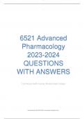 6521 Advanced Pharmacology 2023-2024 QUESTIONS WITH ANSWERS