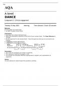 AQA A level DANCE Component 2 MAY 2023 QUESTION PAPER: Critical engagement