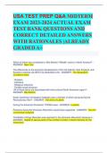 USA TEST PREP Q&A MIDTERM EXAM 2023-2024 ACTUAL EXAM TEST BANK QUESTIONS AND CORRECT DETAILED ANSWERS WITH RATIONALES |ALREADY GRADED A+