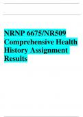 NRNP 6675/NR509 Comprehensive Health History Assignment Results