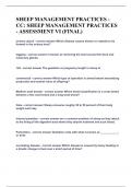 SHEEP MANAGEMENT PRACTICES - CC: SHEEP MANAGEMENT PRACTICES - ASSESSMENT VI (FINAL)|UPDATED&VERIFIED|100% SOLVED|GUARANTEED SUCCESS