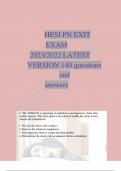 HESI PN EXIT EXAM  LATEST VERSION 140 questions  and answers