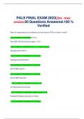 PALS FINAL EXAM 2023(Jan –may session)50 Questions Answered.100 % Verified