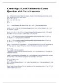 Cambridge A Level Mathematics Exams Questions with Correct Answers 
