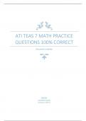 ATI TEAS 7 MATH PRACTICE  QUESTIONS 100% CORRECT