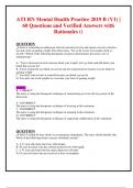 ATI RN Mental Health Practice 2019 B (V1) | 60 Questions and Verified Answers with Rationales () 