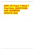 CWV 101-Topic 7 Week 7 Final Quiz_QUESTIONS AND ANSWERS UPDATE 2022